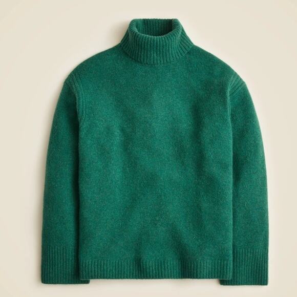 J. Crew Turtleneck Sweater Pullover Oversized Supersoft Yarn Green Size Medium - Picture 1 of 10